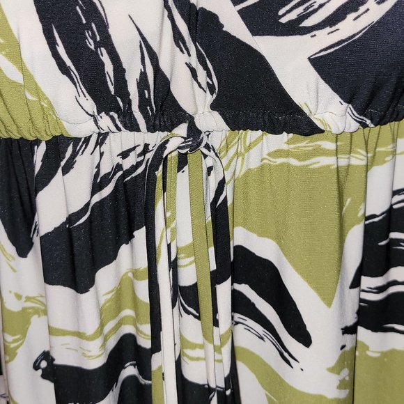 Vintage Nine West Long Dress Olive Green and Black Size 6 - Picture 4 of 9